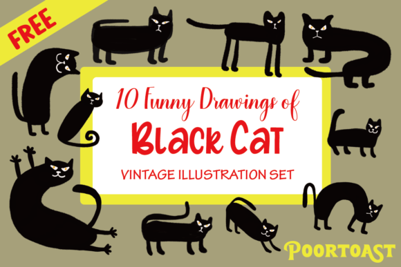 Download Funny Black Cat Set - Funny Collection