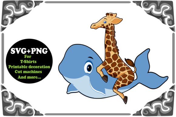 Download Funny Giraffe Riding Whale SVG and PNG - Funny Collection
