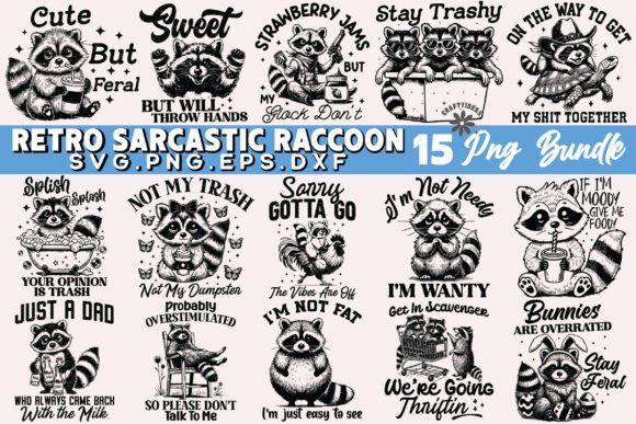 Download Retro Sarcastic Raccoon Png Bundle Funny - Funny Collection